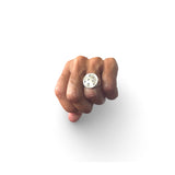Everyday Silver Round Signet with Sapphires