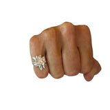 Pinky Multi Flower Ring In Silver