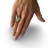 Unique Heart Signet Ring in Silver