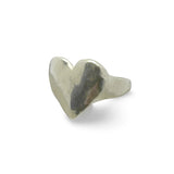 Unique Heart Signet Ring in Silver
