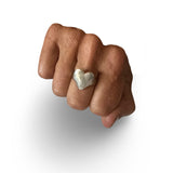 Unique Heart Signet Ring in Silver