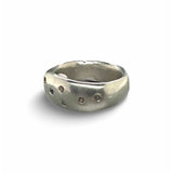 Wide Silver Band Ring with Sapphires