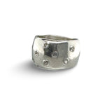 Everyday Wide Sparkle Silver Band with Sapphire