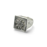 Chunky Square Star Signet Ring in Silver