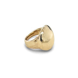 Gold dome ring on a white background