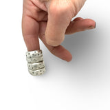 Wide Silver Band Ring with Sapphires