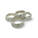 Wide Silver Band Ring with Sapphires