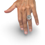 Everyday Silver Round Signet with Sapphires
