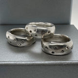 Wide Silver Band Ring with Sapphires