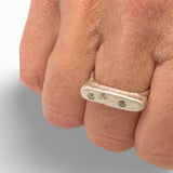 Silver Bar Ring with Sapphires