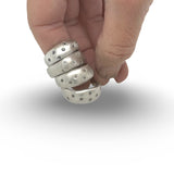 Wide Silver Band Ring with Sapphires